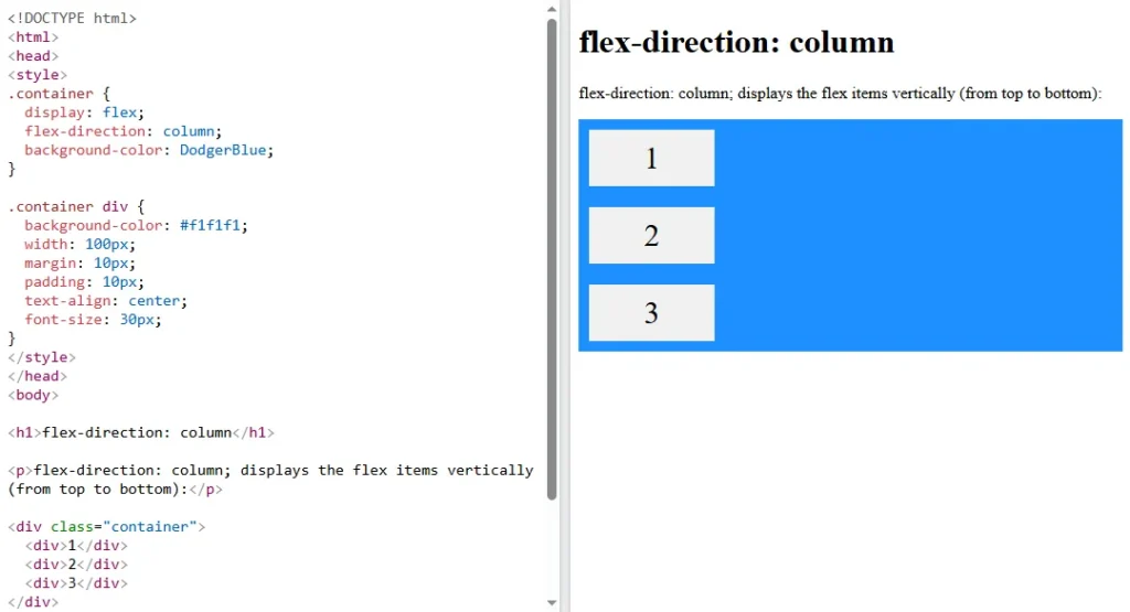 Flex direction column