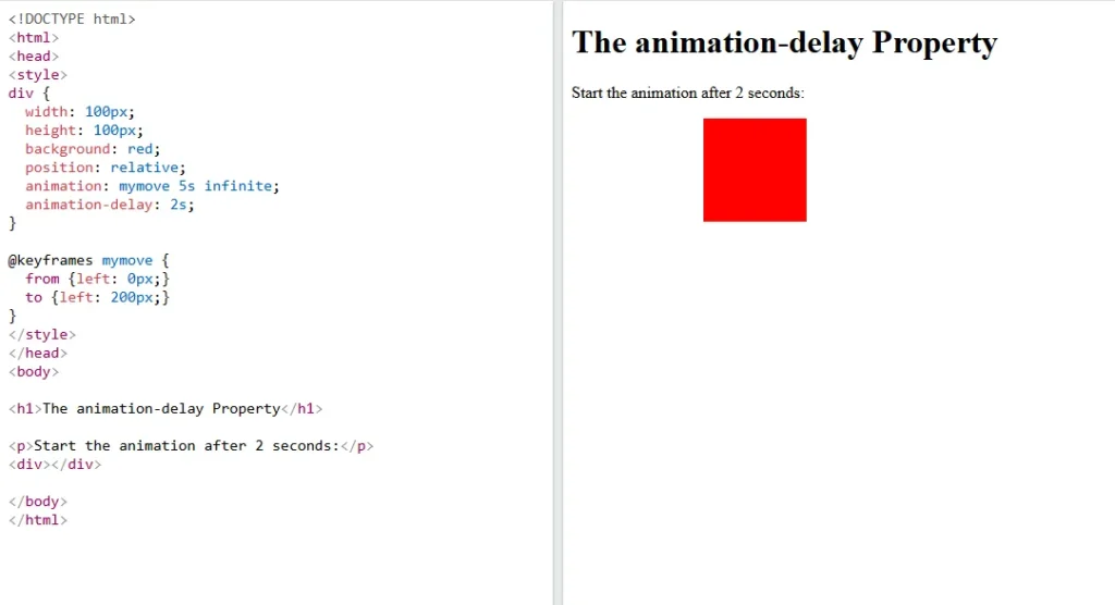 CSS animation delay