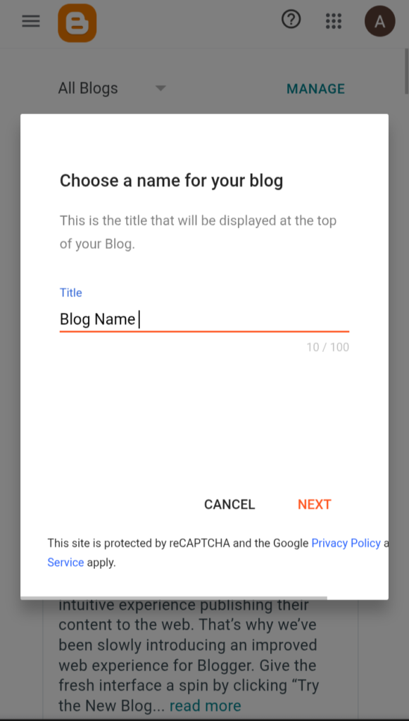 name of blog